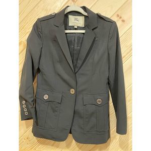 Burberry London Womens Blazer Jacket Coat Single Button Pocket Lined BlackSize 8
